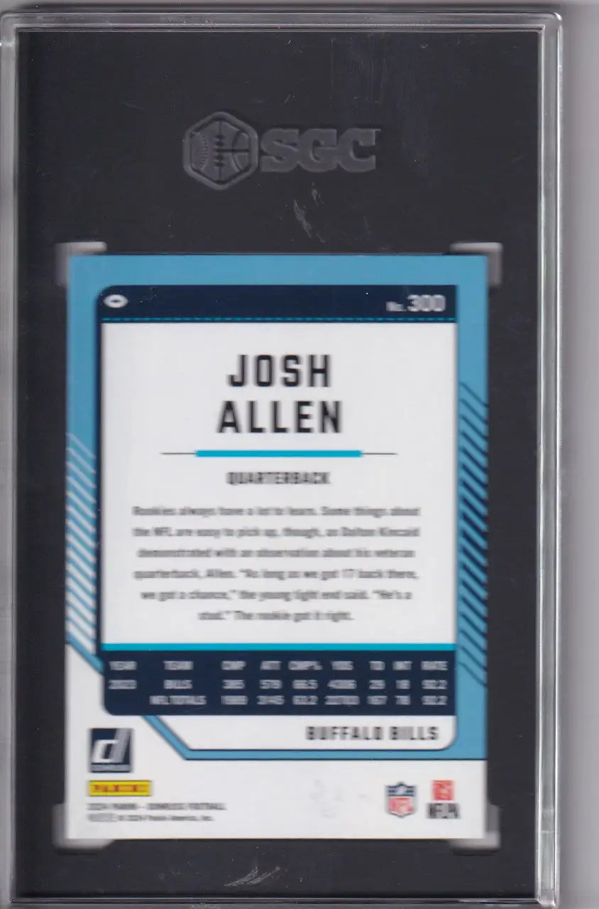 Graded Josh Allen football card 2024 Donruss #300 SGC 9.5 Buffalo Bills