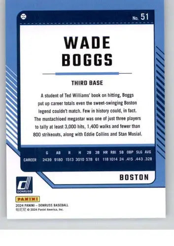 2024 Donruss #51 Wade Boggs NM-MT Red Sox ID:74524 - Trading Cards