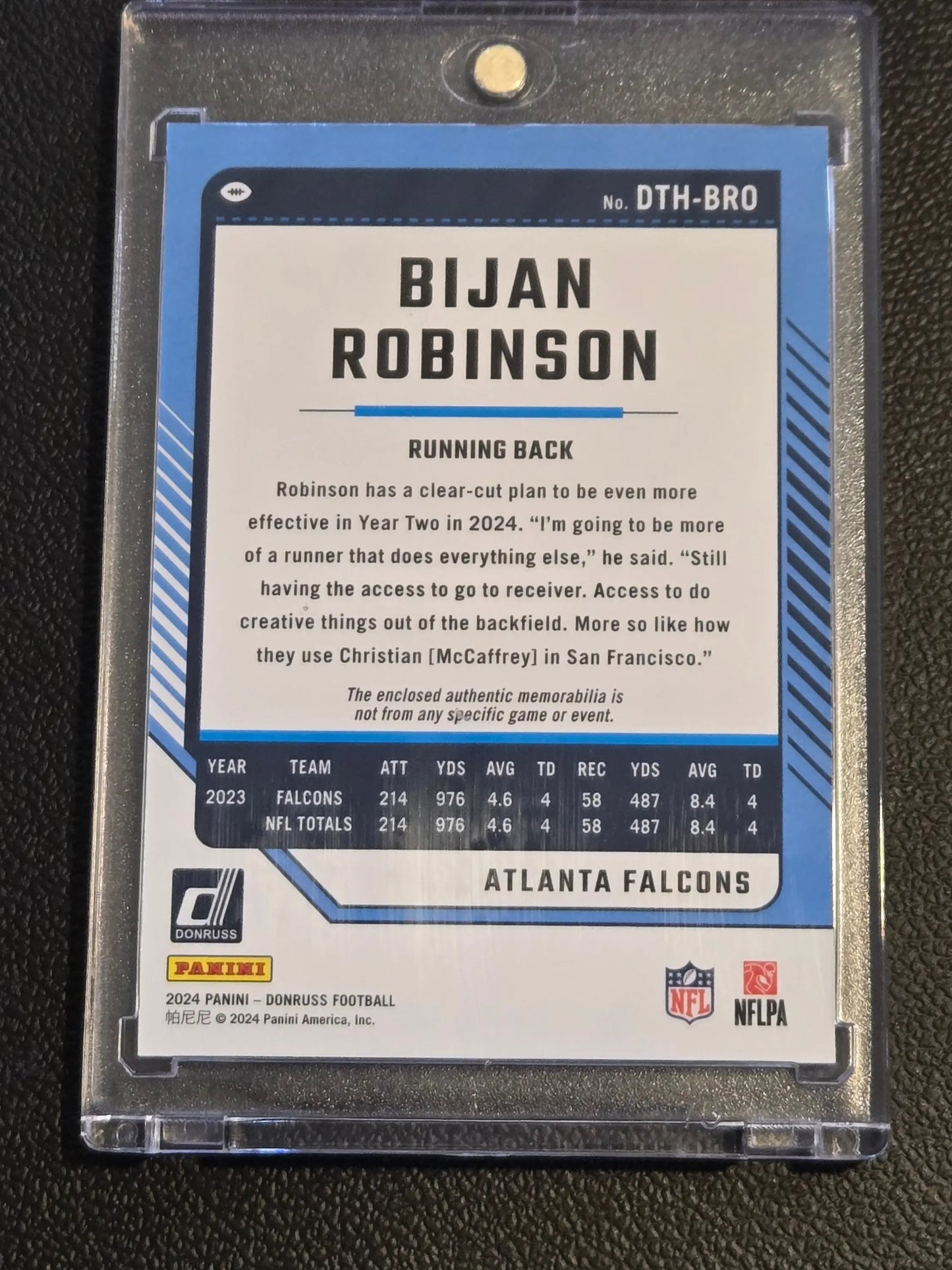 Bijan Robinson football card from 2024 Donruss Threads set featuring Robinson Donruss Threads