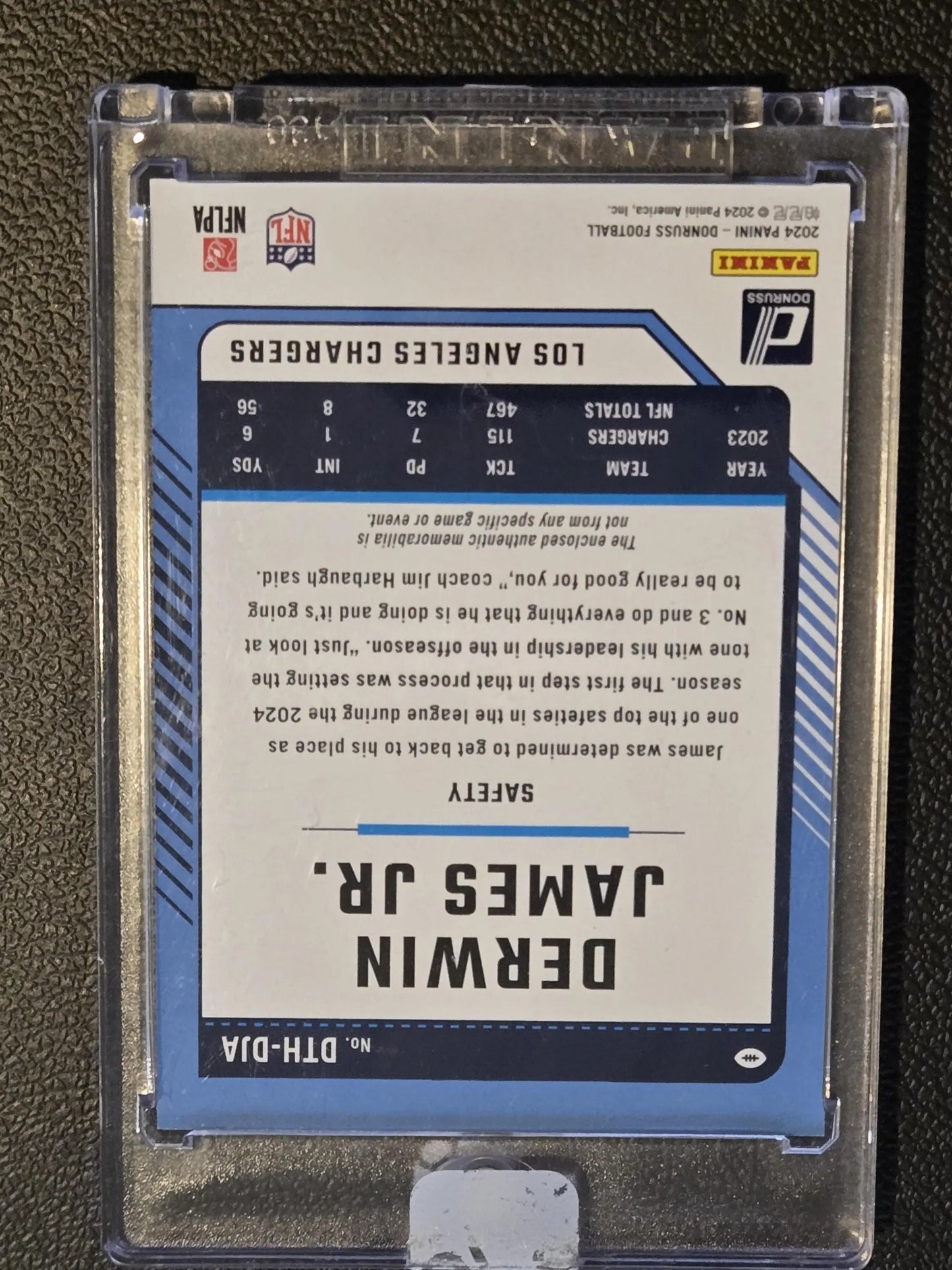 Los Angeles Chargers Derwin James Jr. football trading card from 2024 Donruss Threads