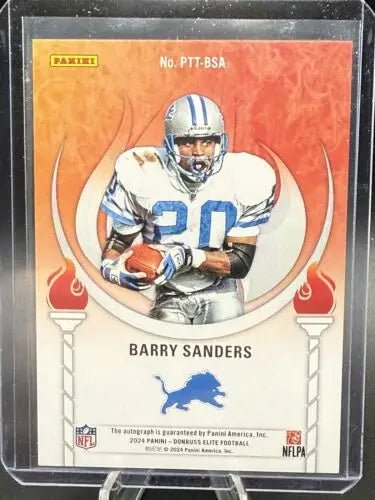 Barry Sanders football card from 2024 Donruss Elite Passing The Torch Signatures Auto