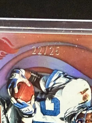 Football card featuring Barry Sanders from 2024 Donruss Elite Passing The Torch Signatures