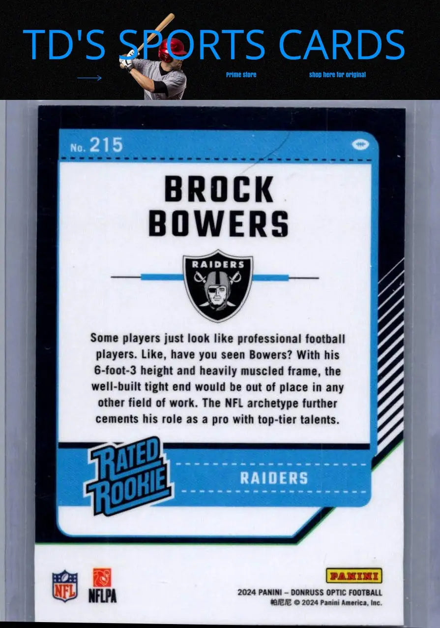 2024 Donruss Optic Brock Bowers Raiders football card front view