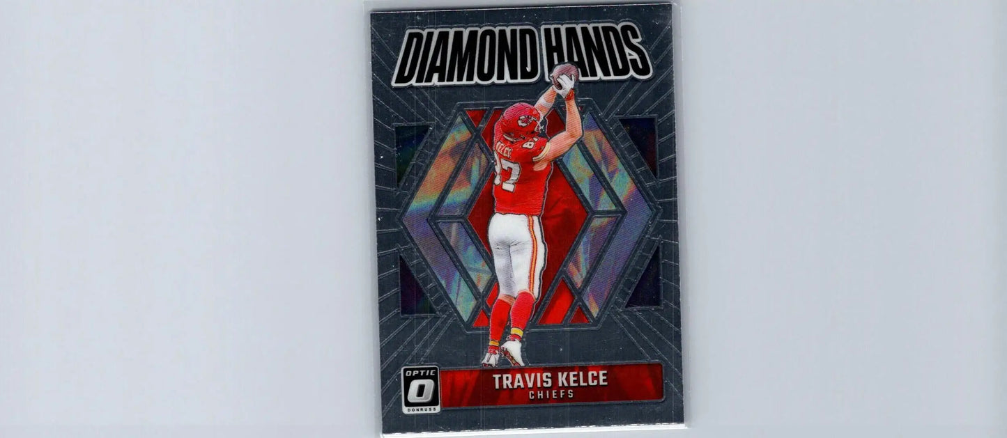 Travis Kelce football card from 2024 Donruss Optic Kelce Diamond Hands series