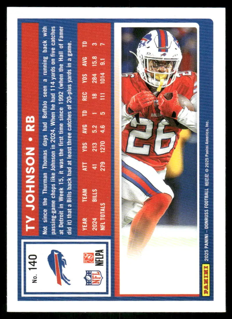 2024 Donruss Press Proof Ty Johnson #140 Purple Football - Football Card