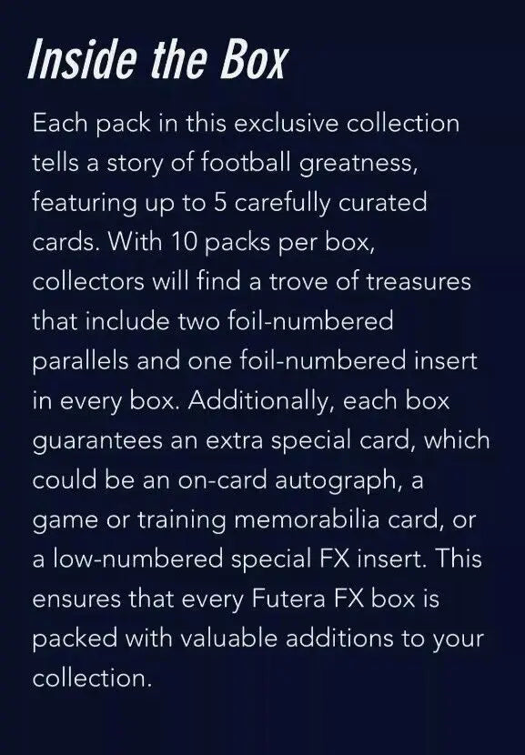 2024 Futera World Football FX Hobby Box with foil numbered trading cards