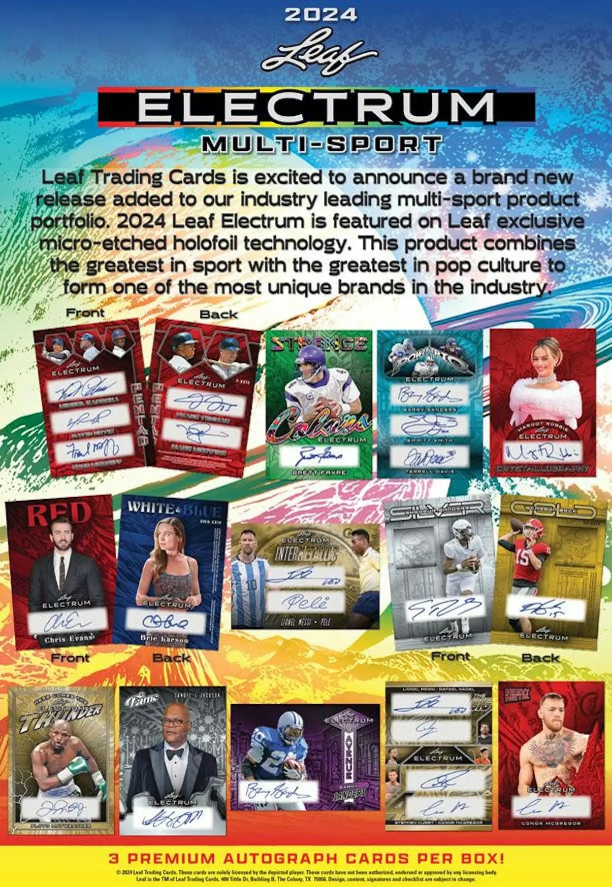 2024 Leaf Electrum Multisport trading cards with exclusive micro-etched holofoil in electrum multisport hobby box