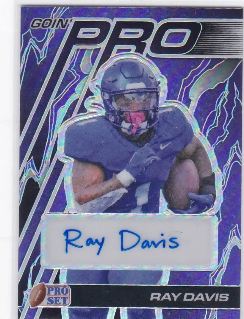 Autographed 2024 Leaf Pro Set Ray Davis football card in blue and lightning design