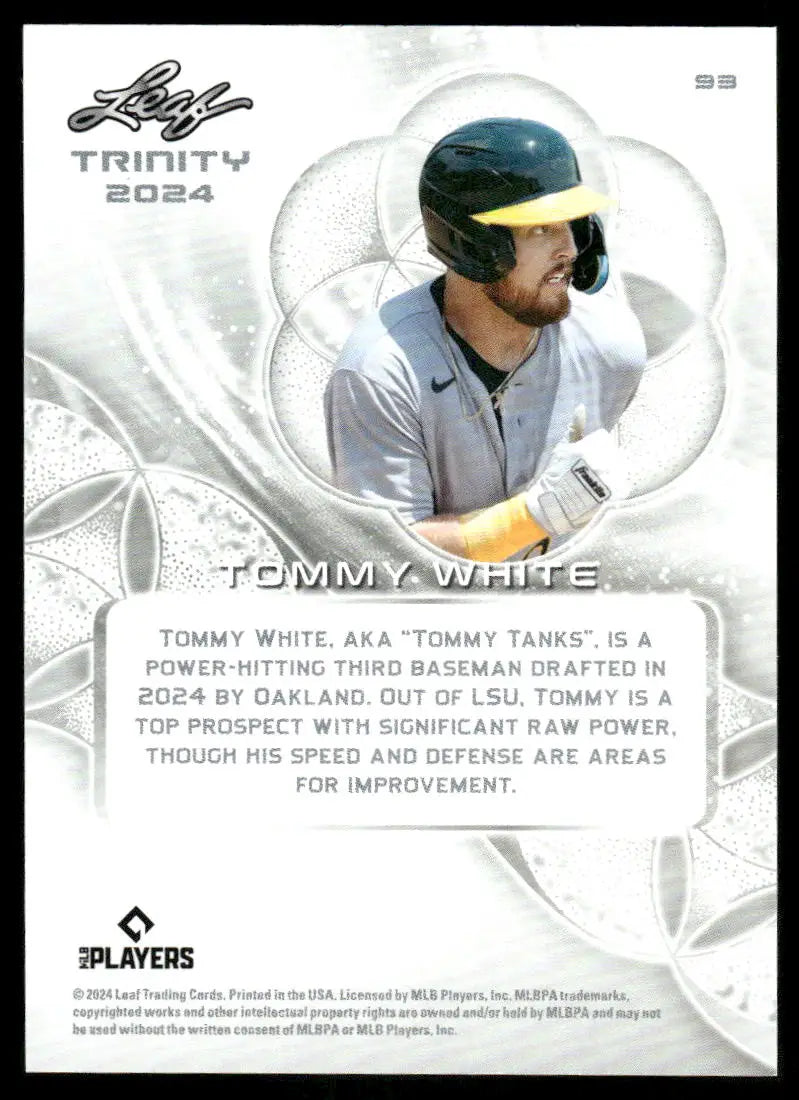 Baseball trading card of Tommy White from 2024 Leaf Trinity Tommy White series