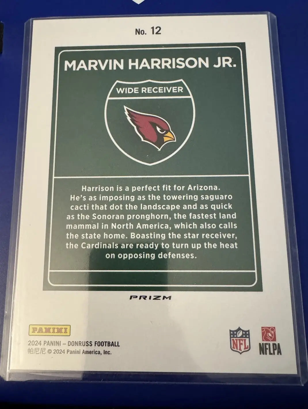 Marvin Harrison Jr. Donruss Jumbo Downtown Rookie Card RC in Cardinals design