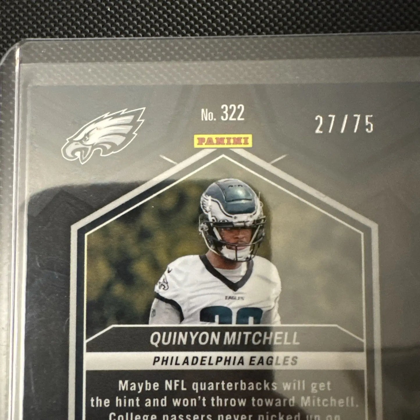 Quinyon Mitchell football card from 2024 Mosaic Eagles Rookie Blue Disco Card Lot /75