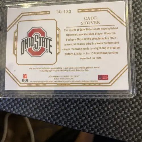 Ohio State Buckeyes Cade Stover collegiate football trading card with bowl patch auto