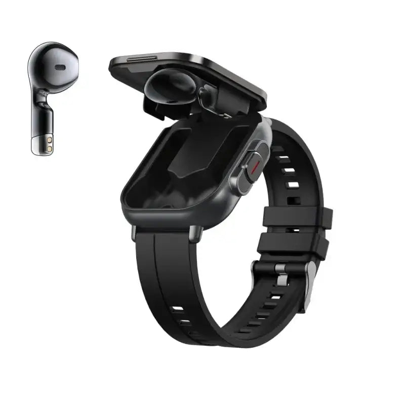 Black 2024 Smartwatch with built-in wireless earbud compartment, width 750px height