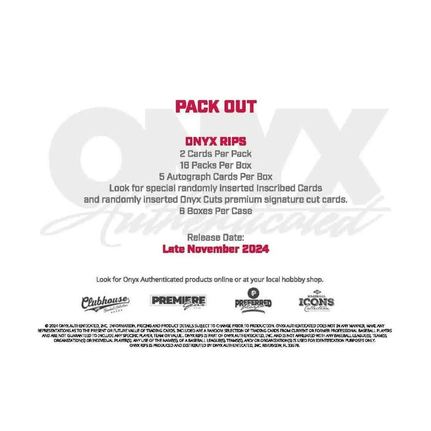 Onyx Rips Baseball Trading Card Pack Information for 2024 Rips Baseball Hobby