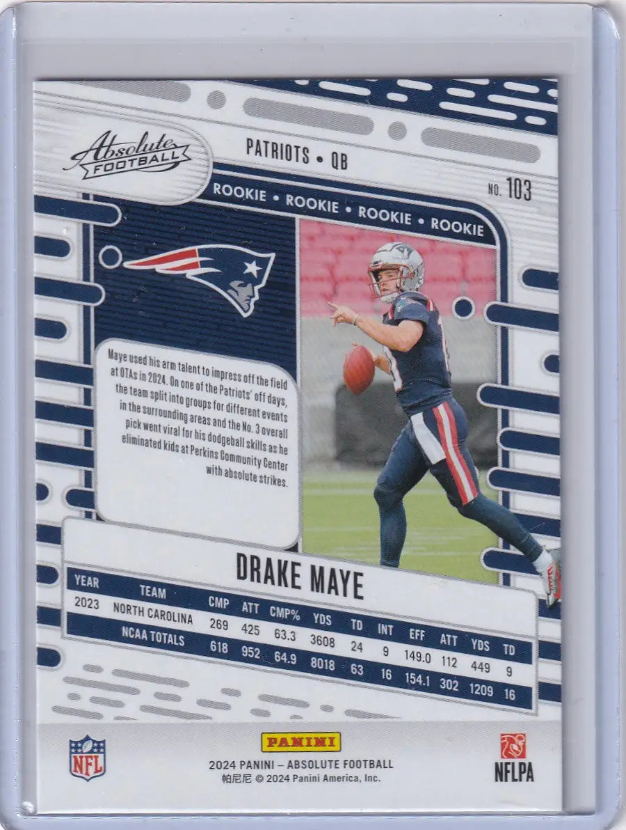 2024 Panini Absolute #103 Drake Maye - New England Patriots - Trading Cards