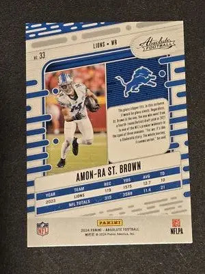 Football card from 2024 Panini Absolute Detroit Lions Amon-Ra St. Brown Retail