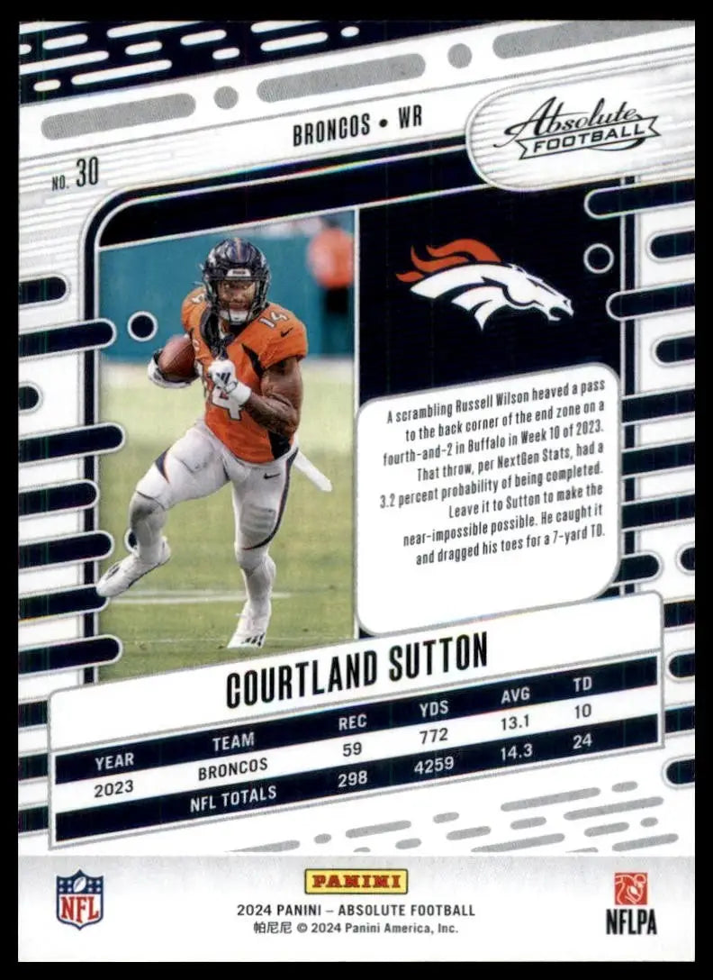 2024 Panini Absolute Black Courtland Sutton #30 Denver Broncos Football Card NFL - Football Card