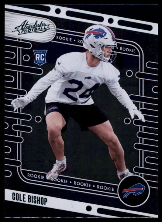American football trading card featuring Cole Bishop of the Buffalo Bills in 2024 Panini Absolute Green Rookie collection