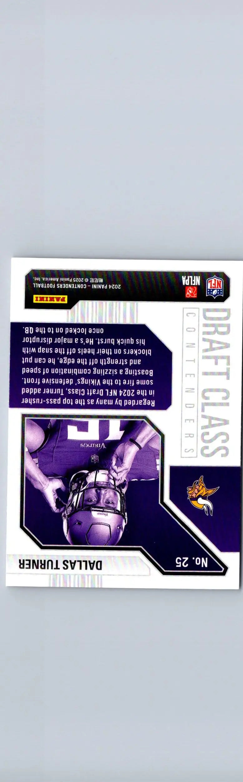 Dallas Turner football card from 2024 Panini Contenders featuring Dallas Turner Draft Class