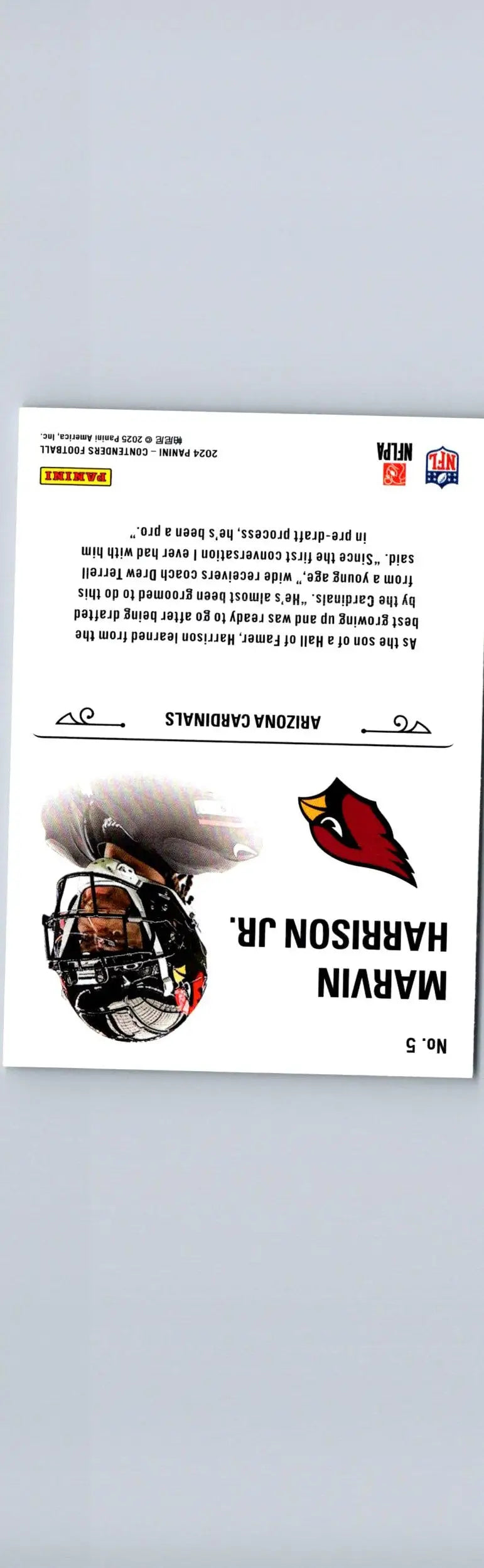 Collectible Marvin Harrison Jr Rookie Stallions Red trading card from Panini Contenders 2024