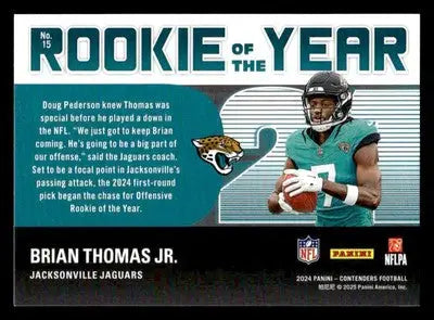 2024 Panini Contenders Football Brian Thomas Jr Rookie of the Year trading card