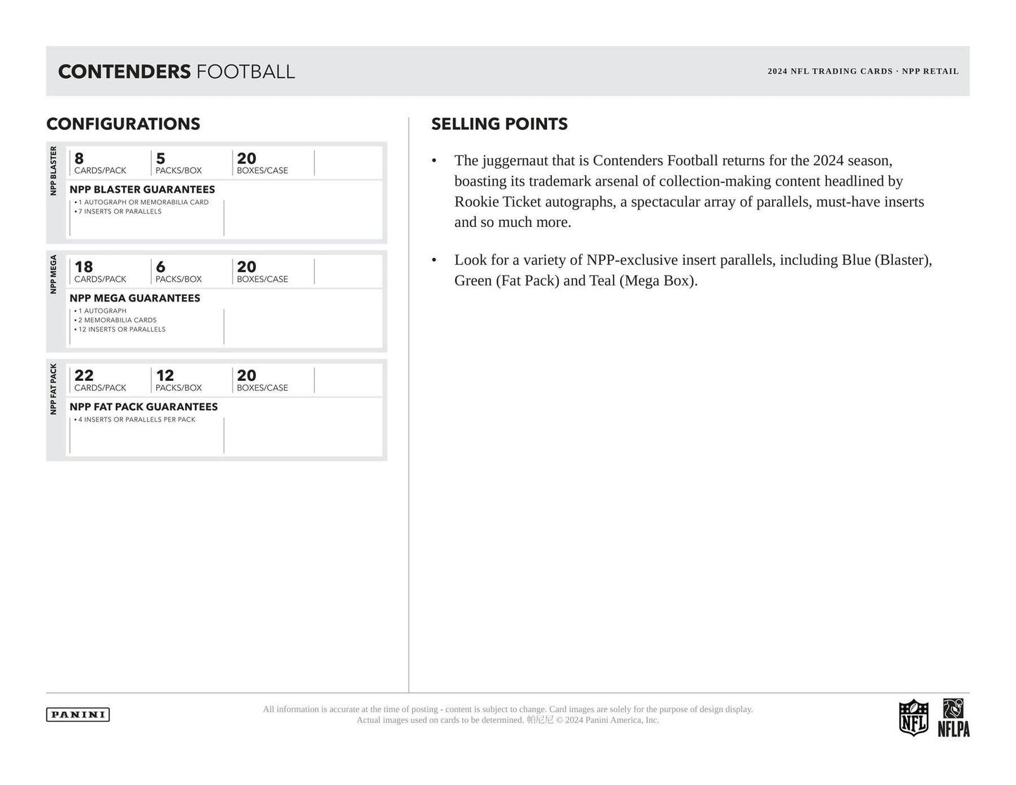 2024 Panini Contenders Football Retail 24-Pack Box | Columbia Sports Cards & More