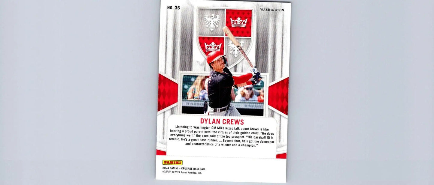 Dylan Crews baseball card from 2024 Panini Crusade trading cards collection