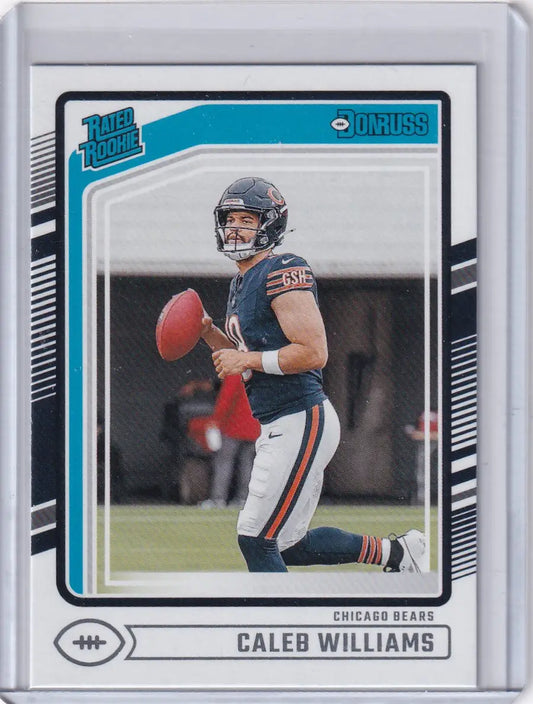 Rookie Caleb Williams football card from Panini Donruss Chicago Bears 2024 product