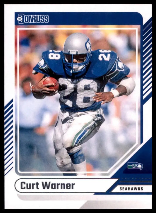 Football card featuring Curt Warner of the Seattle Seahawks from 2024 Panini Donruss