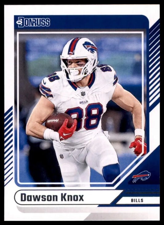 Football card featuring Dawson Knox of the Buffalo Bills from 2024 Panini Donruss series