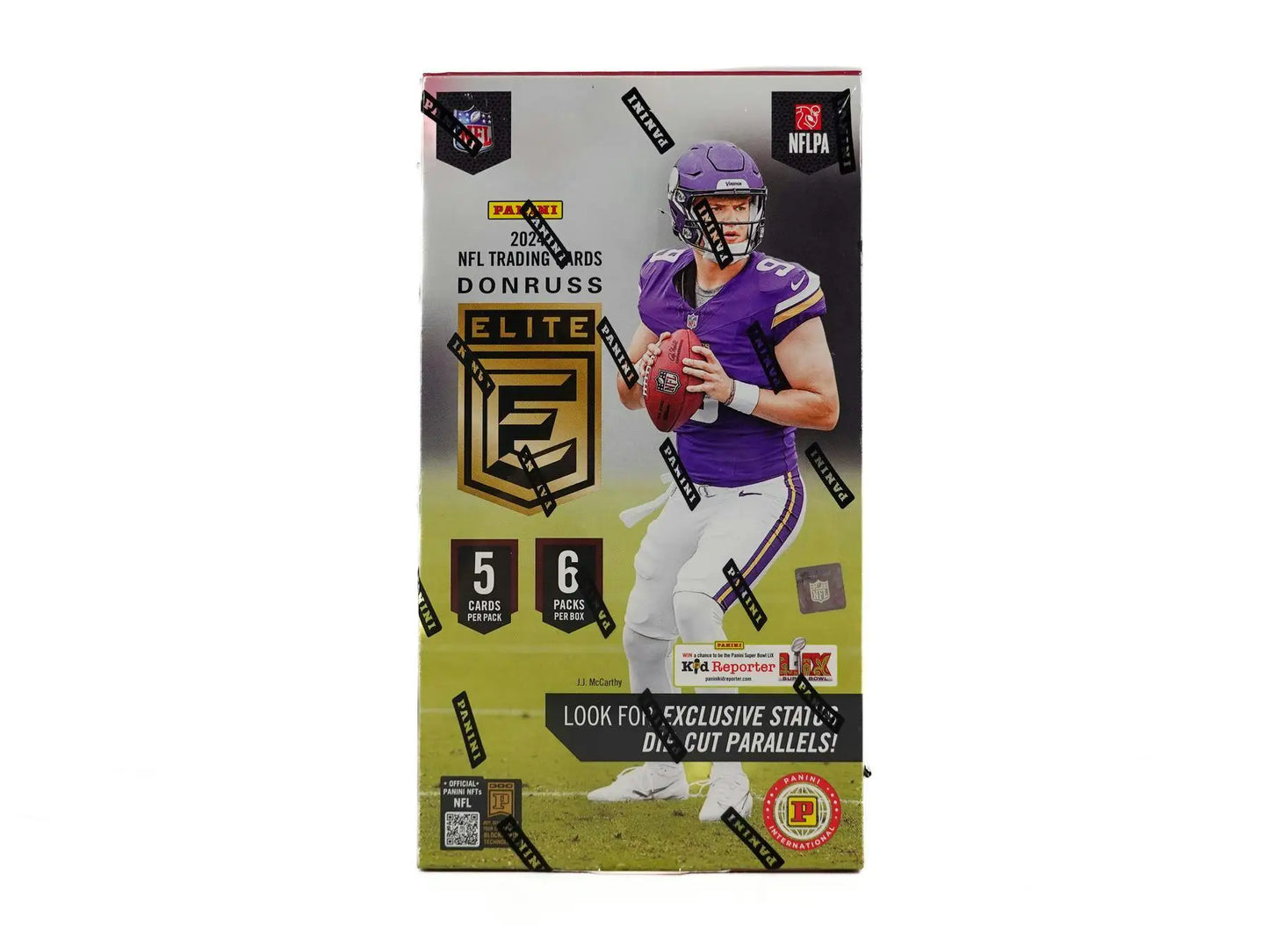 2024 Panini Donruss Elite Football International Hobby Box showing 2021 Donruss Elite football card box
