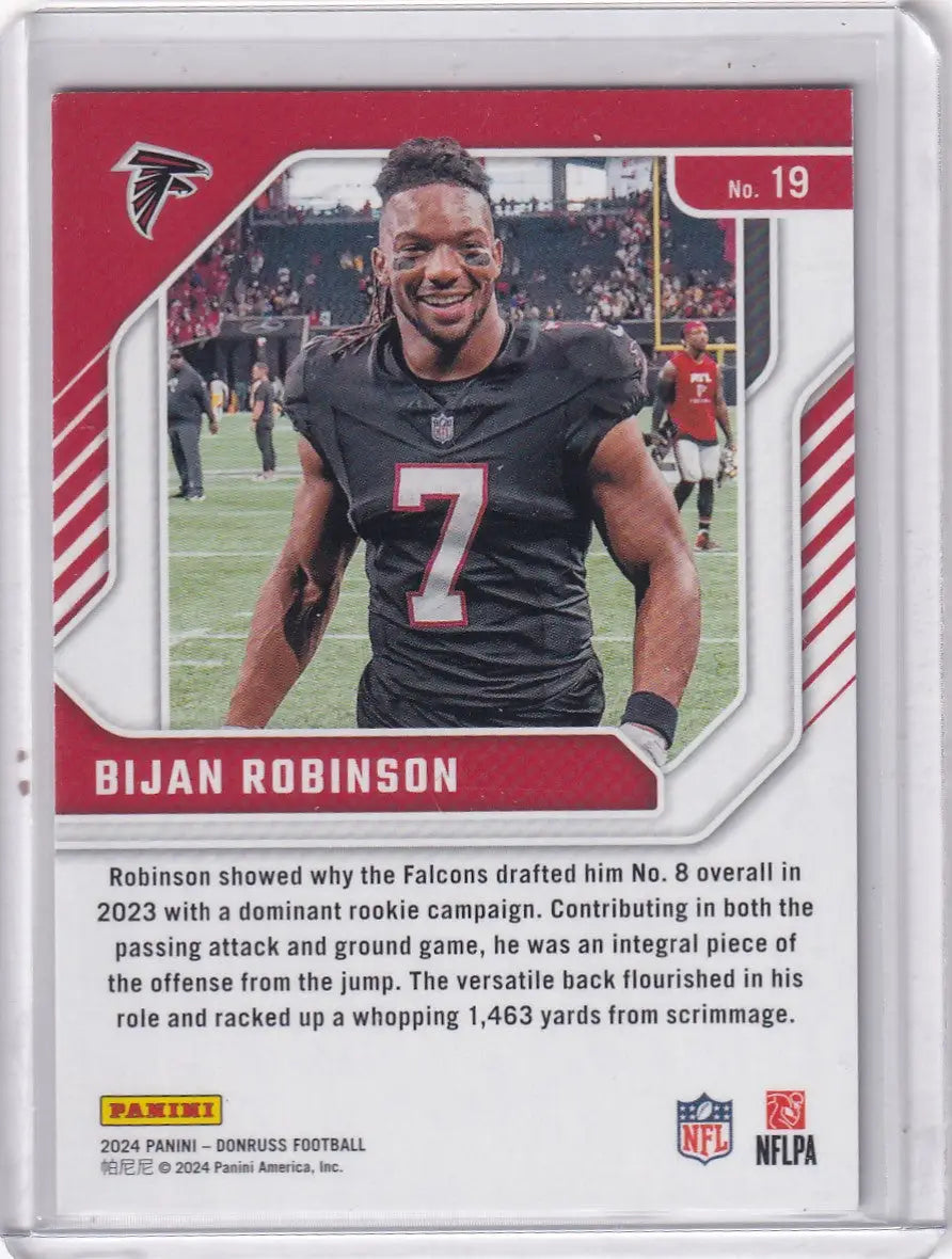 Sports trading card of Bijan Robinson from Panini Donruss Elite Series Atlanta Falcons