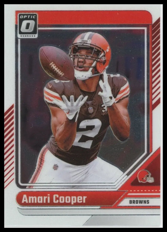 Football card featuring Amari Cooper in Cleveland Browns uniform from 2024 Panini Donruss Optic