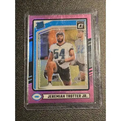 Jeremiah Trotter Jr. football card Panama Donruss Optic pink refractor red mojo design