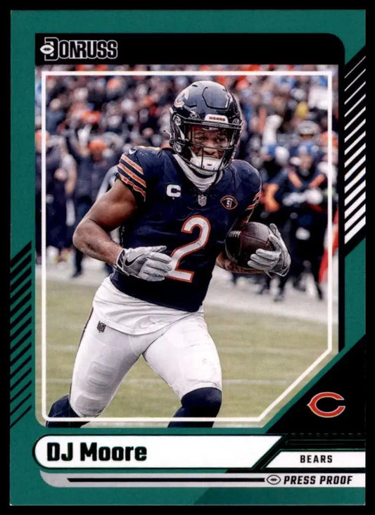 2024 Panini Donruss Press Proof Green DJ Moore Chicago Bears football card