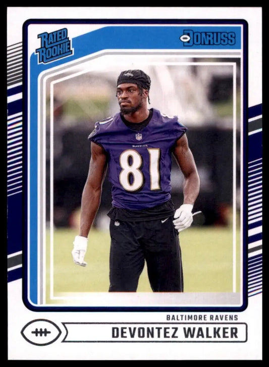 2022 Donruss Rated Rookie football card of Baltimore Ravens DeMarvion Overshown number 81