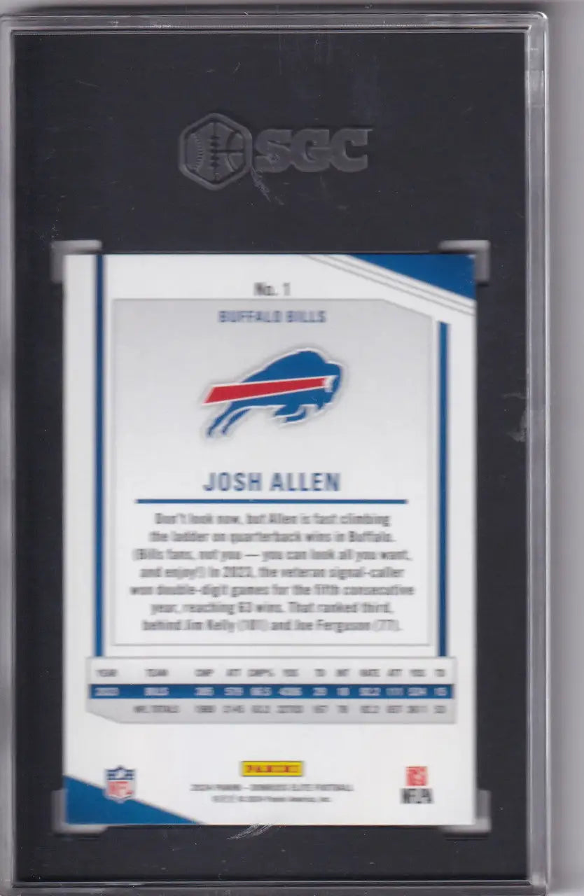 Graded Josh Allen SGC 8.5 football card from 2024 Panini Elite - Buffalo Bills collectible