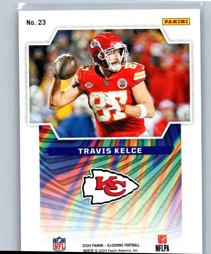 Travis Kelce football card from 2024 Panini Illusions Kelce Game Magicians series