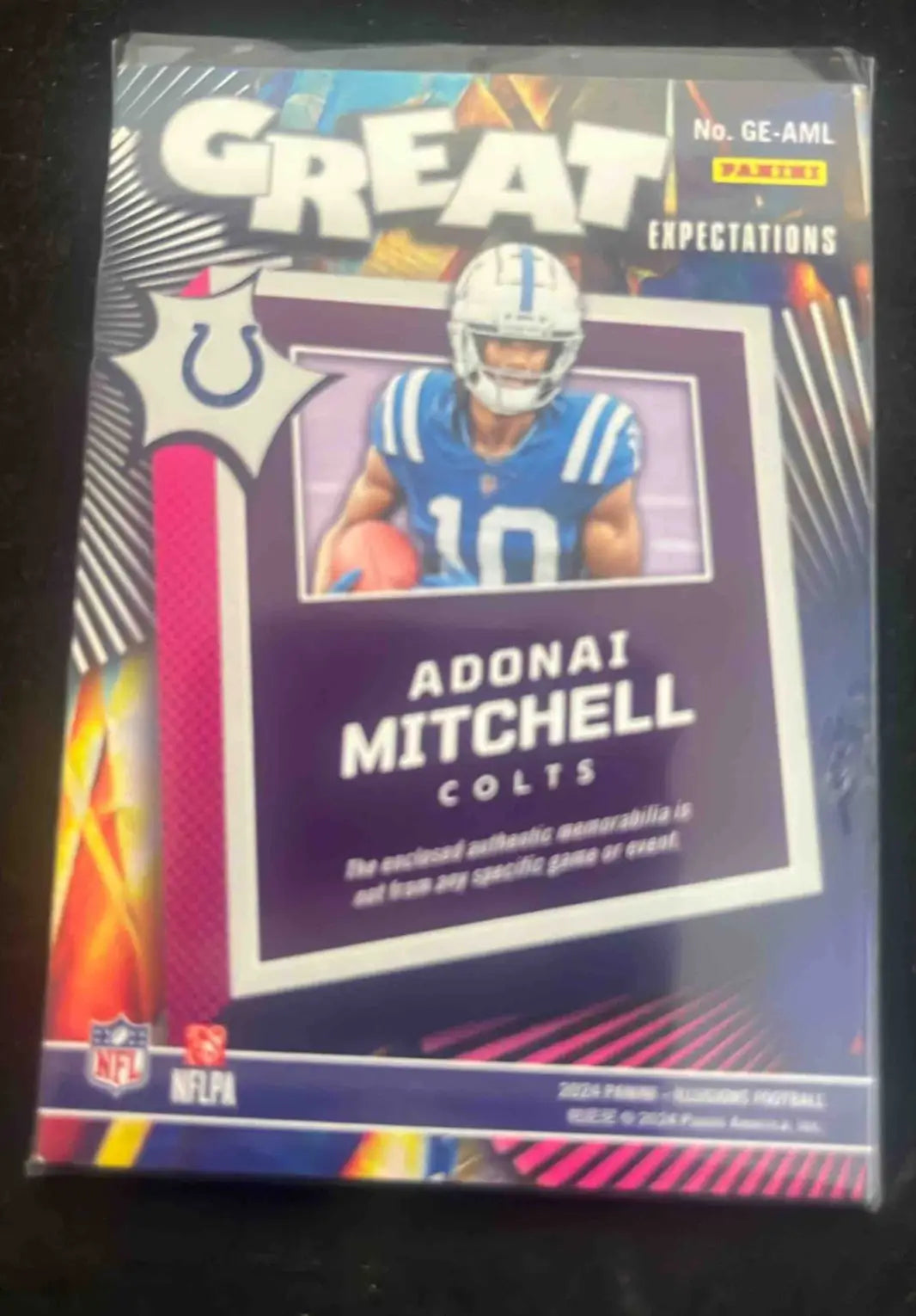 Sealed Panini Illusions Adonai Mitchell Great Expectations football trading card pack featuring Adonai Mitchell of the Colts