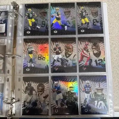 Panini Illusions football trading cards base set 1-100 on binder page for collection
