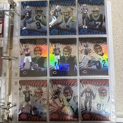 Panini Illusions football trading cards base set in a binder page display