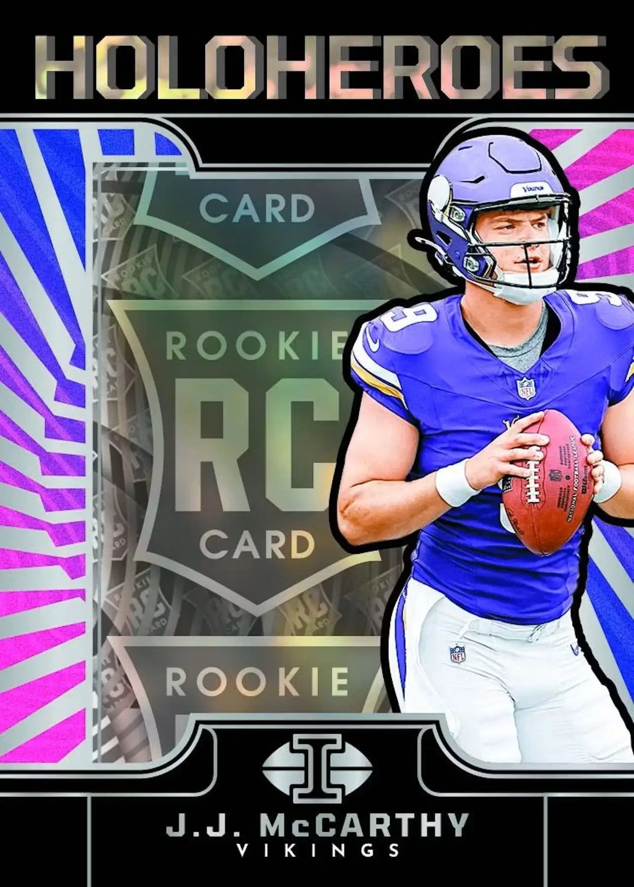 J.J. McCarthy rookie card from 2024 Panini Illusions Football Hobby featuring illusions football design
