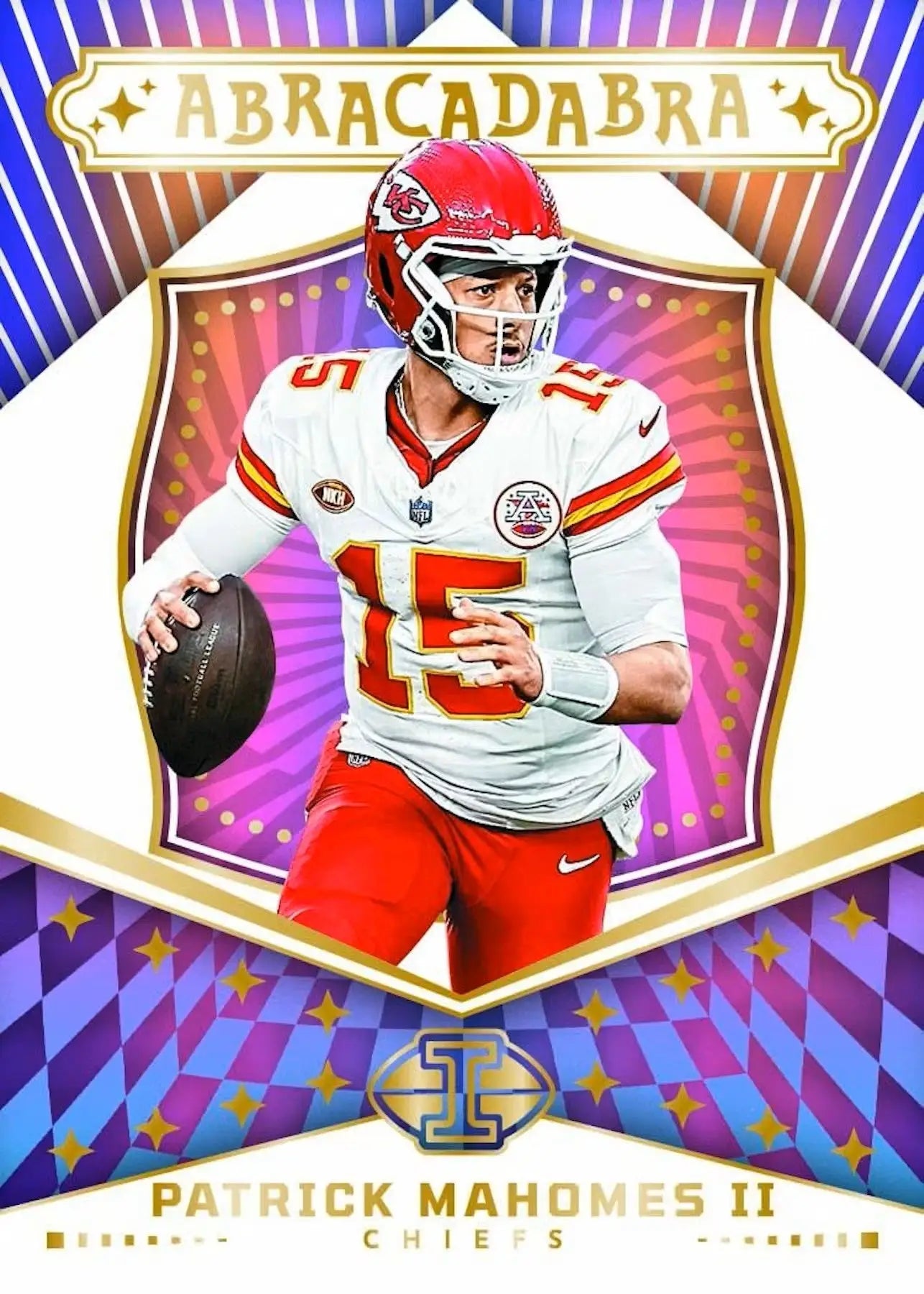 Patrick Mahomes II football card from 2024 Panini Illusions Football Hobby with patches and autographs