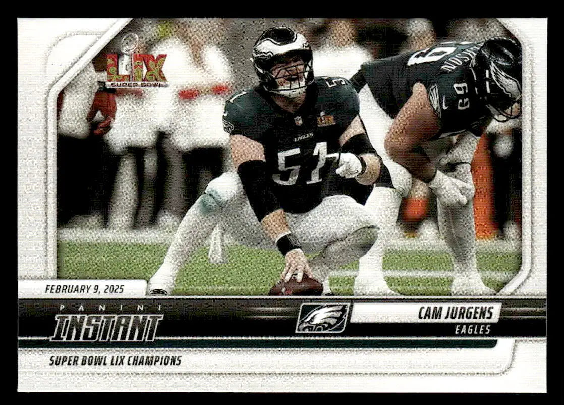Football trading card of Cam Jurgens from the Eagles Super Bowl LIX Champions series