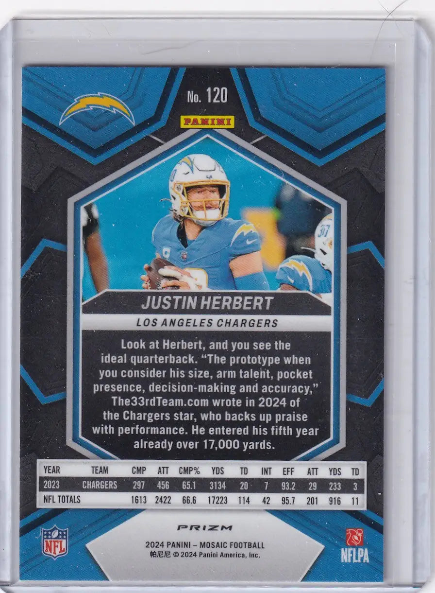 2024 Panini Mosaic #120 Justin Herbert - Los Angeles Chargers - Card