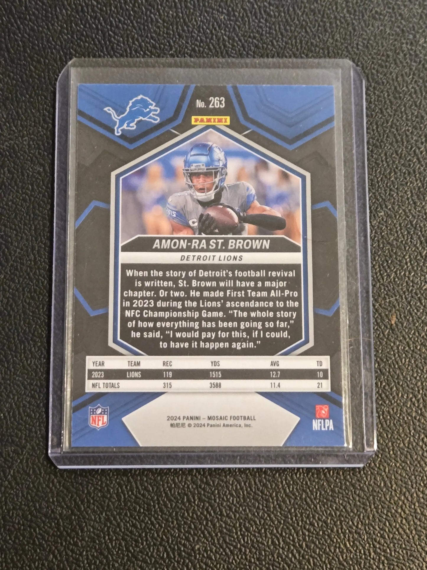 2024 Panini Mosaic Amon-Ra St. Brown football trading card Detroit Lions