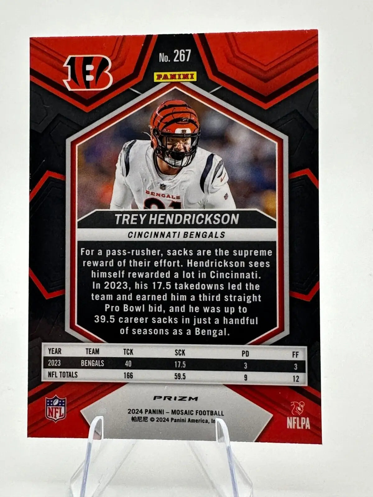 2024 Panini Mosaic #267 Trey Hendrickson National Pride football card for Bengals fans