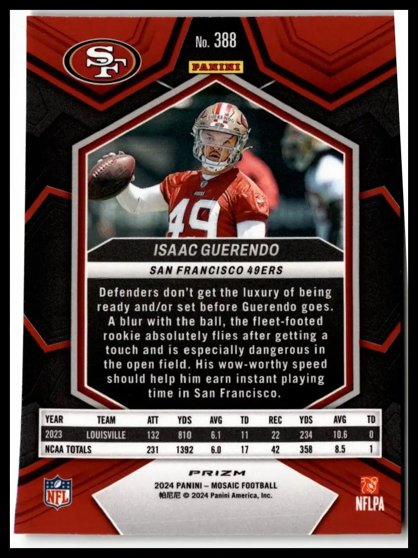 San Francisco 49ers Isaac Guerendo Mosaic Reactive Yellow football trading card