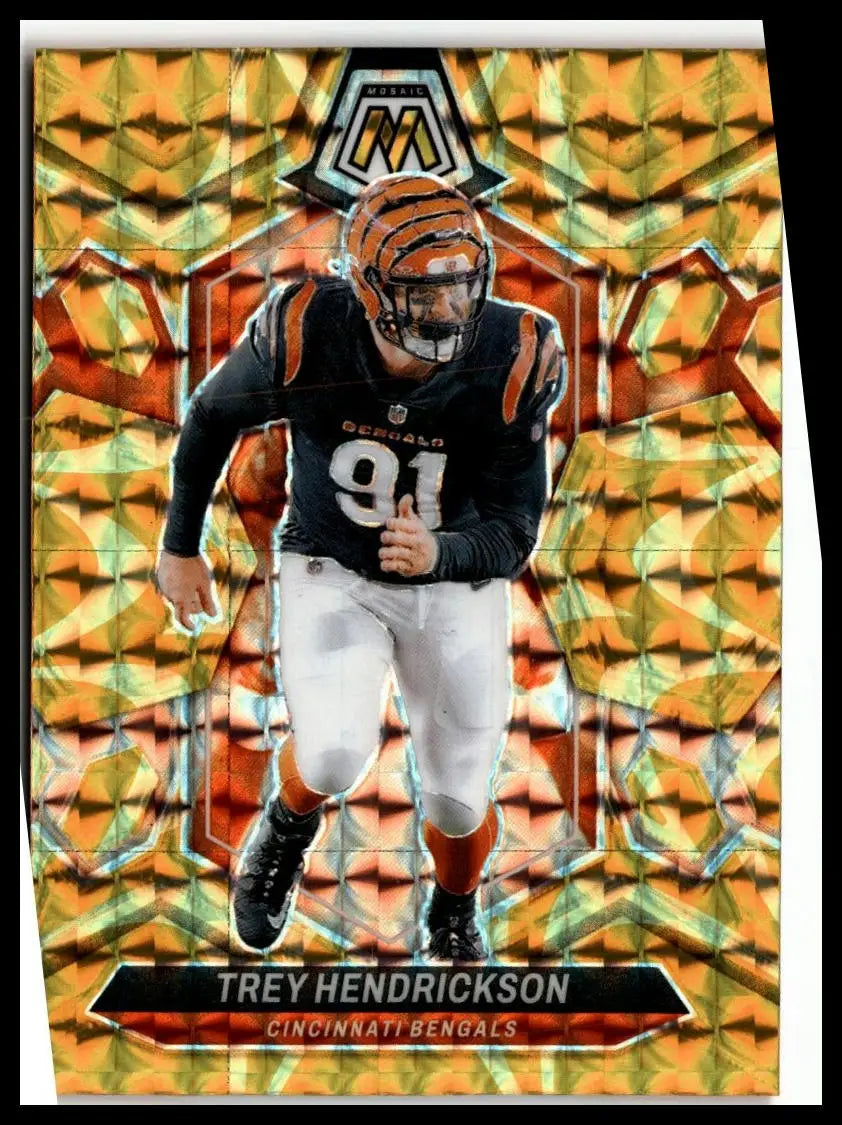 2023 Trey Hendrickson Mosaic football trading card Hendrickson Mosaic Reactive Yellow