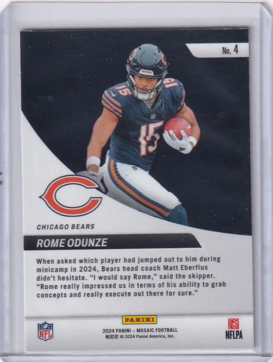 Football trading card featuring Rome Odunze from 2024 Panini Mosaic Elevate series